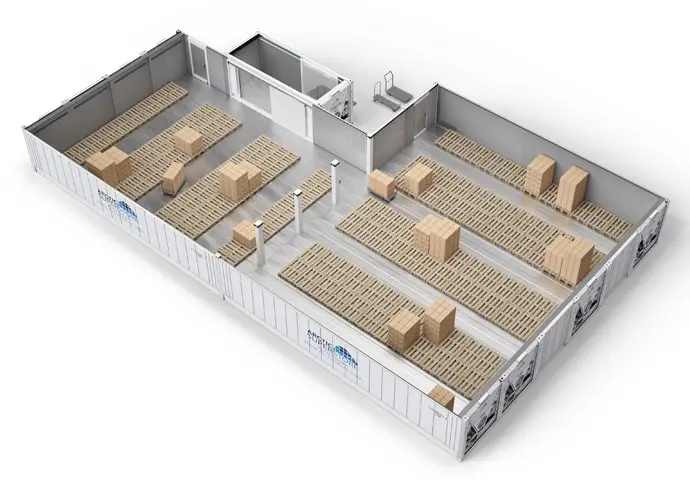 Arctic SuperStore raklapokkal és összekötő helyiséggel