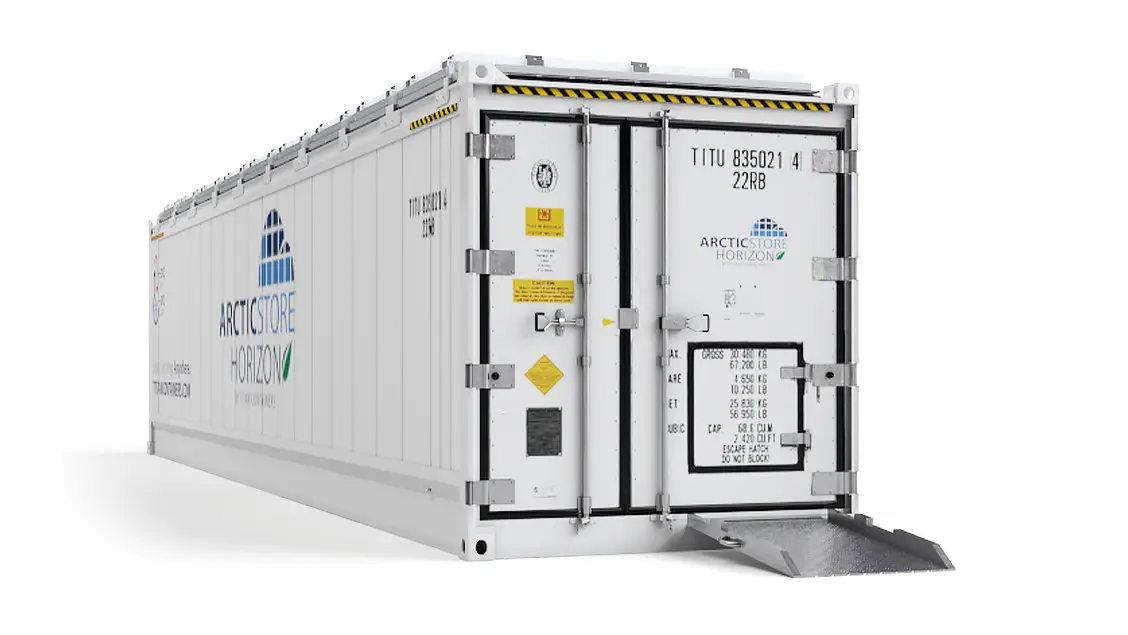 40ft ArcticStore Horizon Elölnézet Napelemekkel