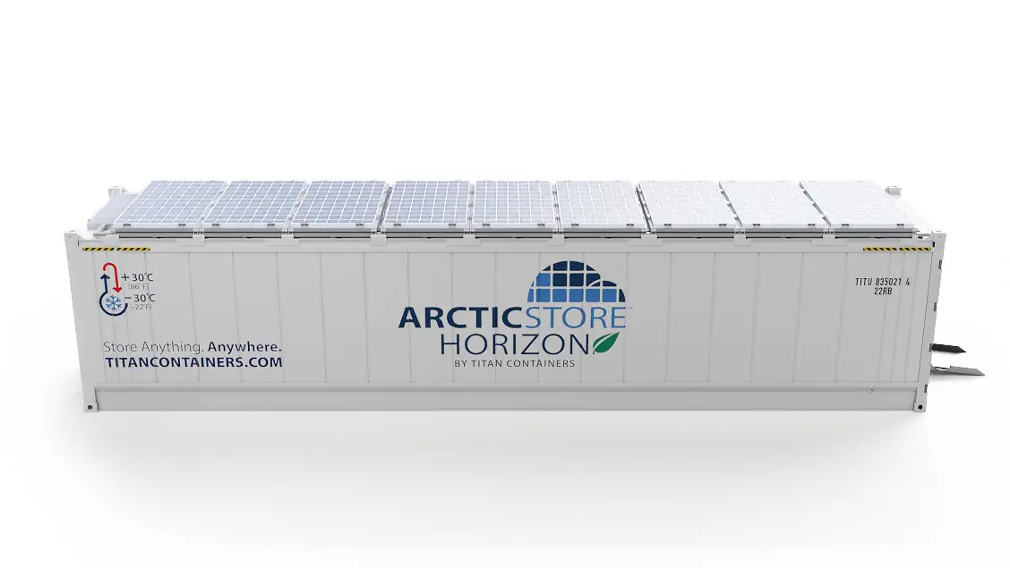 40ft ArcticStore Horizon Napelemekkel Oldalnézet